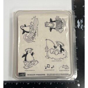 NEW UNMOUNTED Penguin Paradise Rubber Stamp Set By Stampin Up! 2000